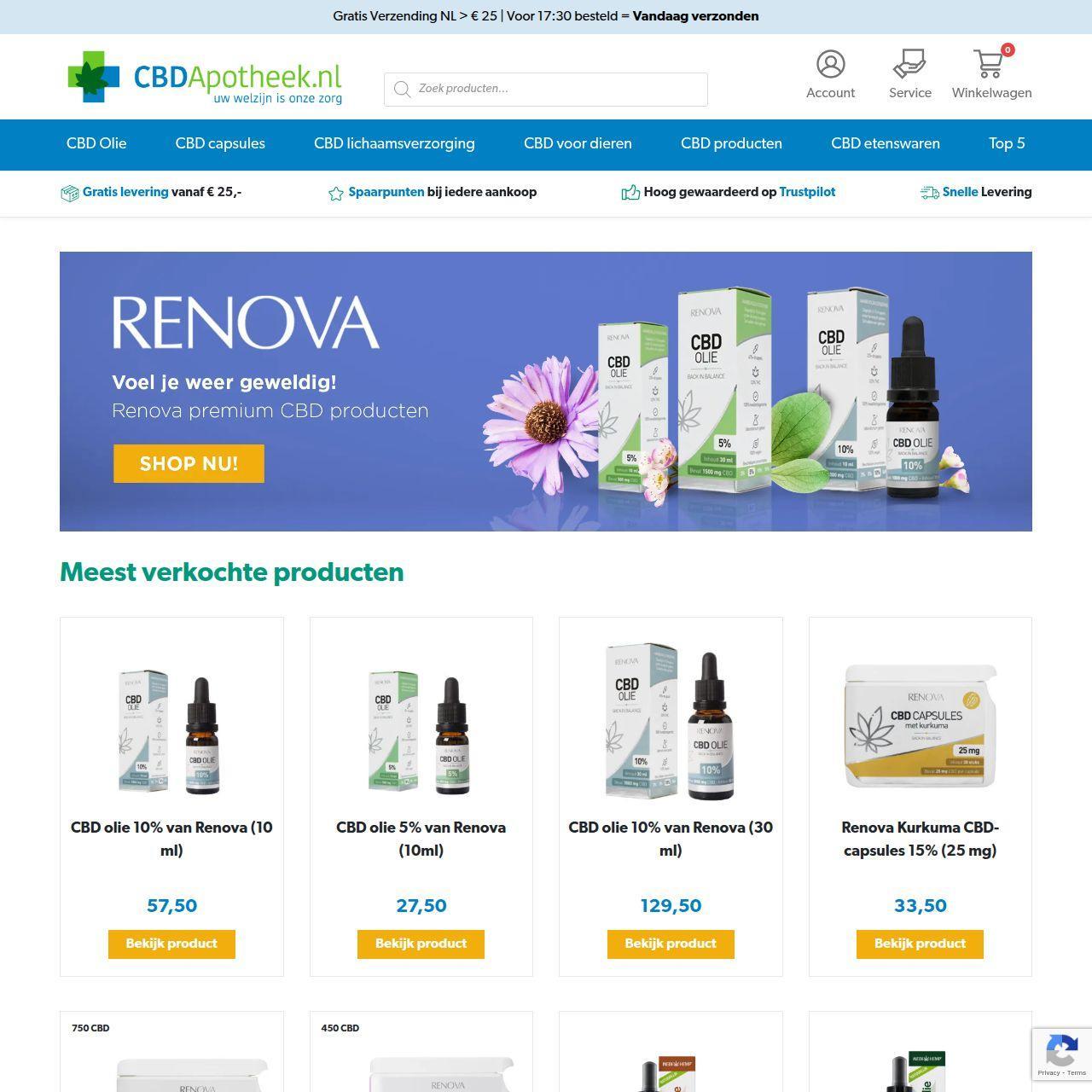 Screenshot Cbdapotheek.nl homepage