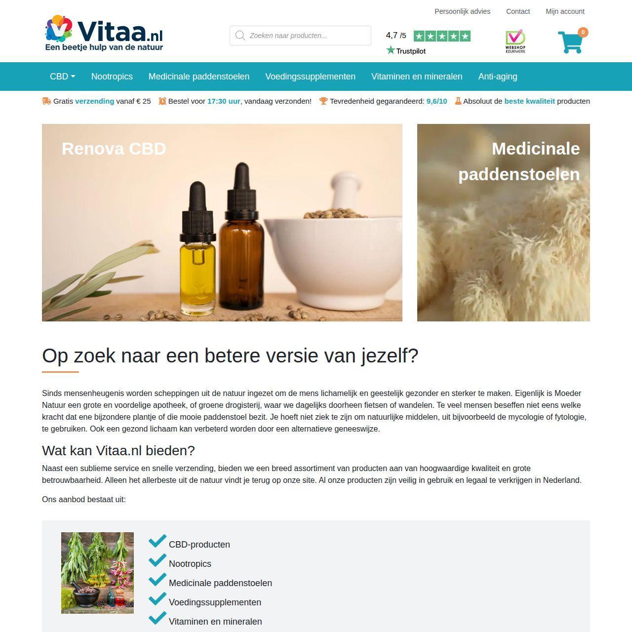 Screenshot Vitaa.nl homepage